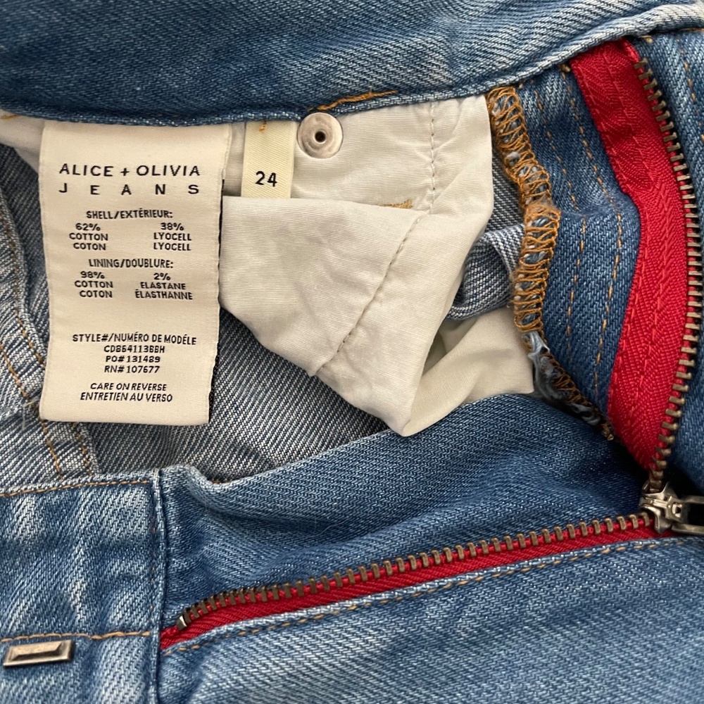 Alice + Olivia Cay Denim Cargo Jeans Size 24 Wide Leg Utility - Picture 9 of 10